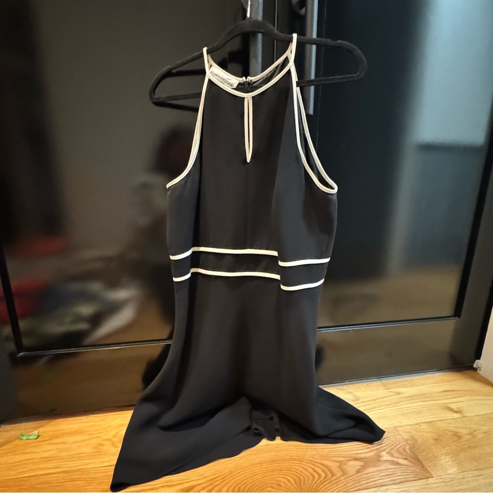 Evan Picone Black Dress with White Accents